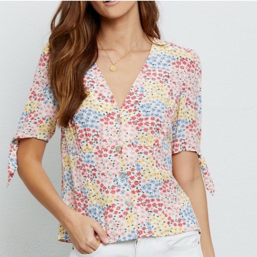 Rails Ollie Flower Meadow Floral Shirt Blouse in Size Large